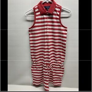 Polo Ralph Lauren girls striped romper size XL(16) nwot sleeveless white/pink